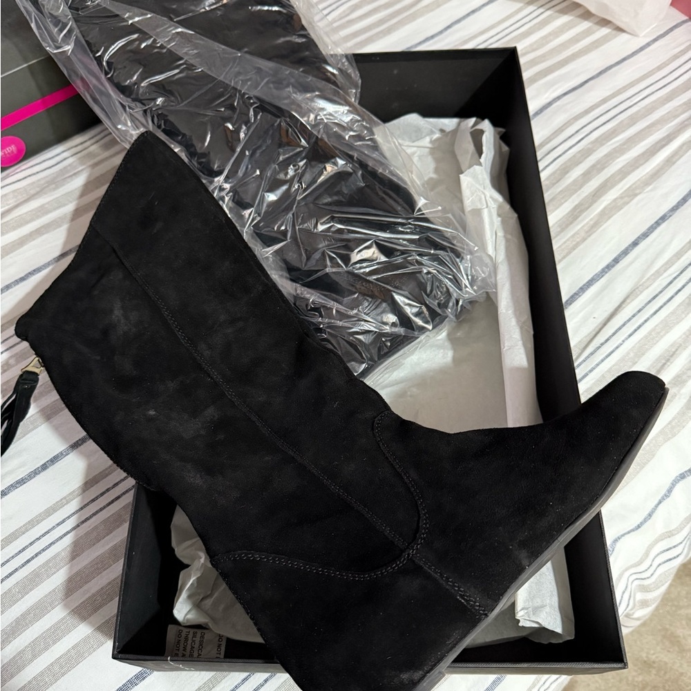 Steve Madden black suede knee-high boots